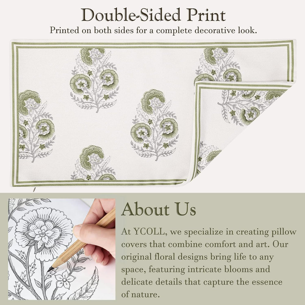 Vintage Floral 14x36 Lumbar Pillow Cover for Bed Pack of 1, Double-Sided Bota...