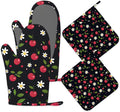 Cherry Oven Mitts and Pot Holders Sets of 4, Heat Resistant Daisy Floral by Unknown
