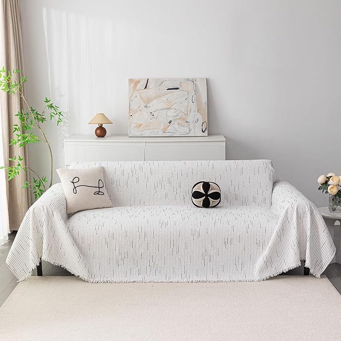 MYSKY HOME Loveseat Cover White Couch Cover Sectional Couch Covers by MYSKYHOME
