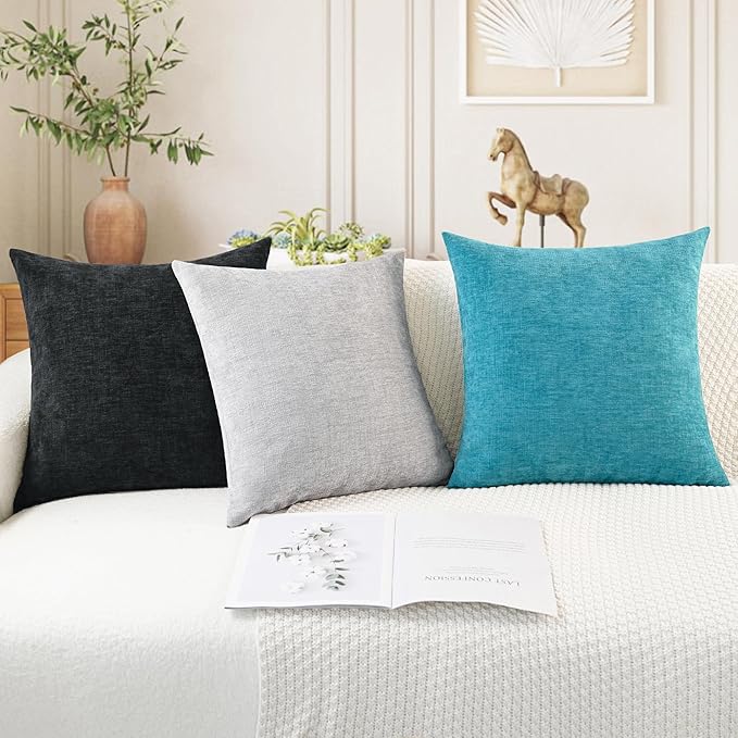CaliTime Throw Pillow Covers Decorative 22 X 22 Inches Pack of 2 Cozy Chenille - Image 5