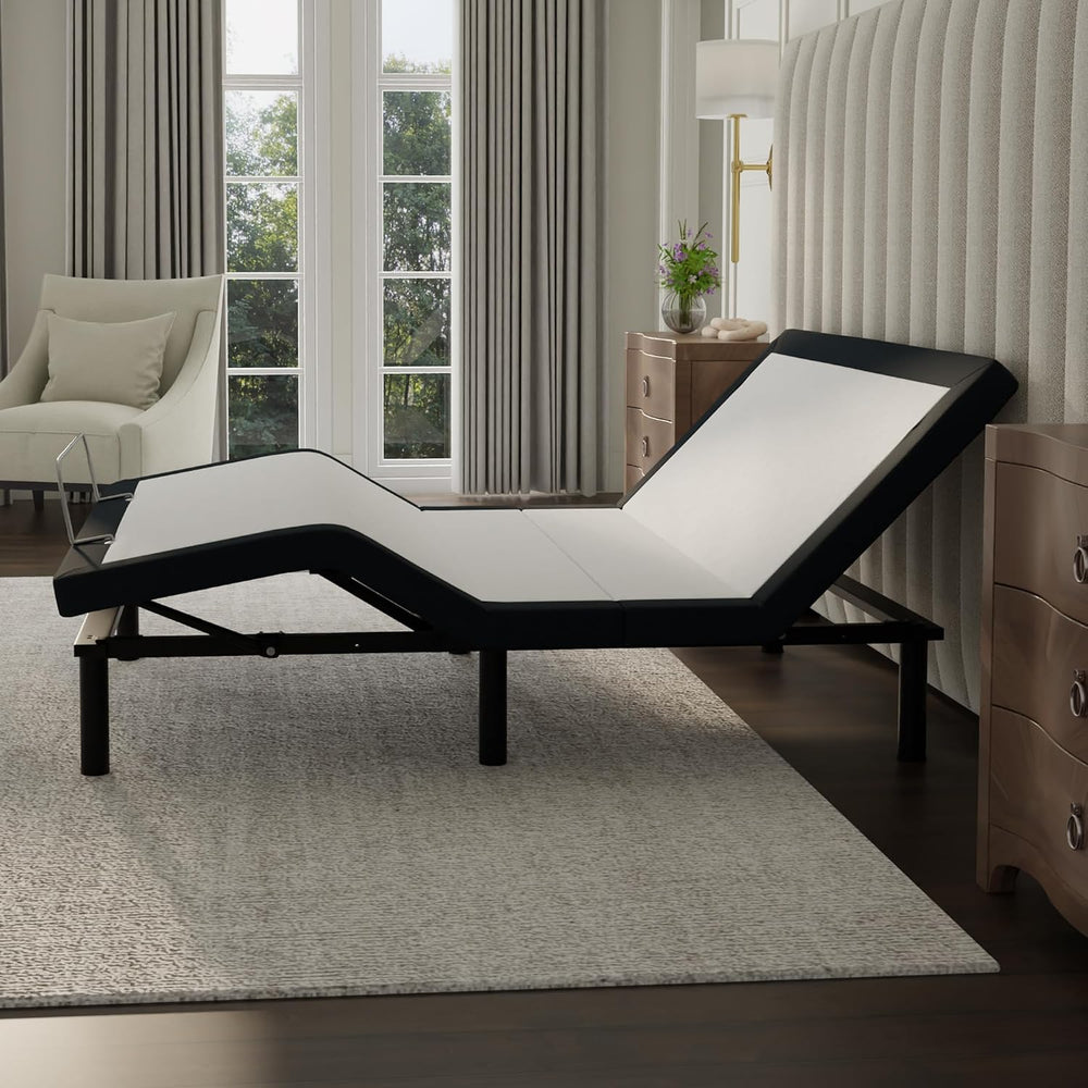 Blissful Nights e4 King Adjustable Bed Frame with Massage, Anti-Snore, Zero G...