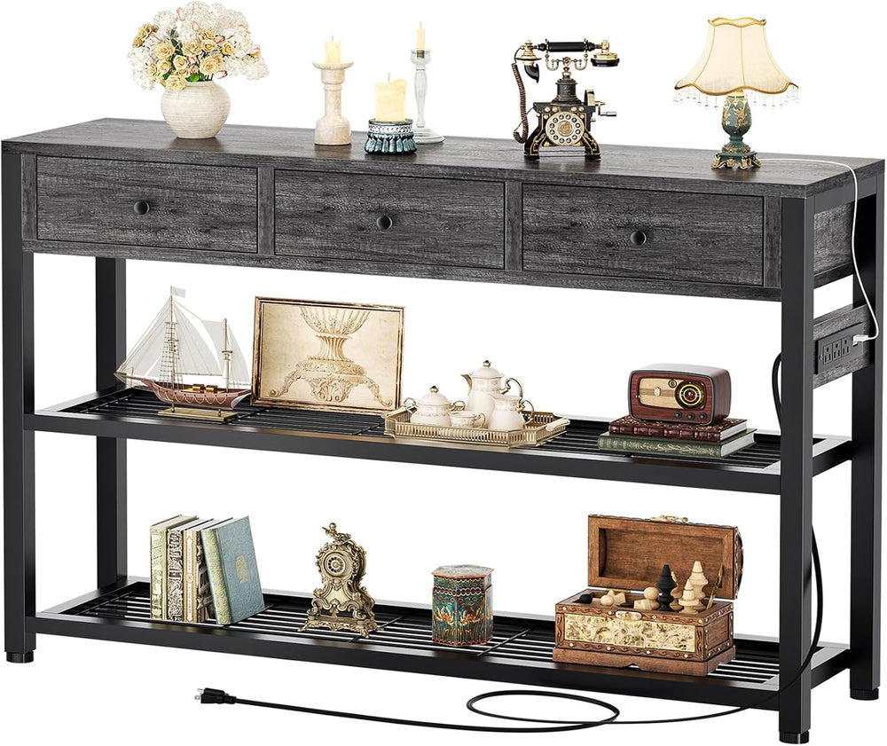 Ecoprsio 47'' Entryway Table with Outlets and USB Ports, Console Tabl...