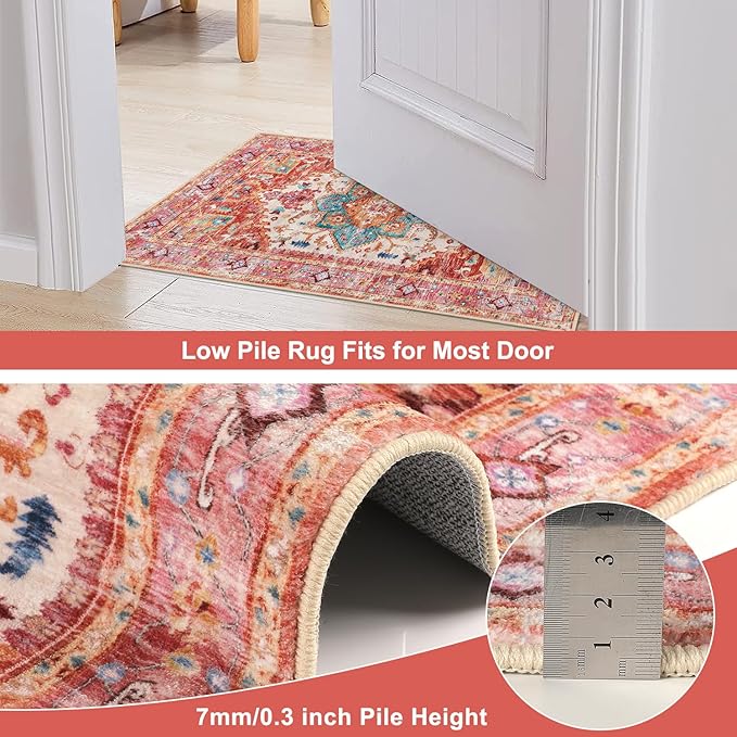 Yamaziot Washable Runner Rug, 2x8 Non-Slip Boho Vintage Hallway Rug Runner - Image 4