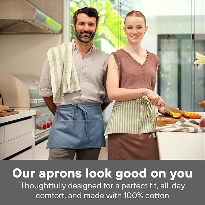 MEEMA Chef Waist Apron Cotton Fabric |Washable & Breathable Waitress & Server - Image 7