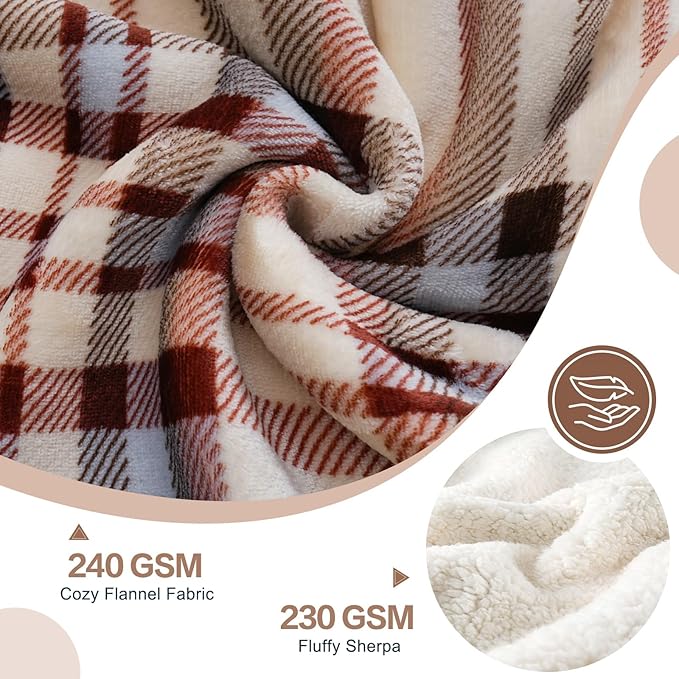 PU MEI Sherpa Fleece Throw Blanket 80" x 90" Reversible Plush Fluffy Large Big - Image 4
