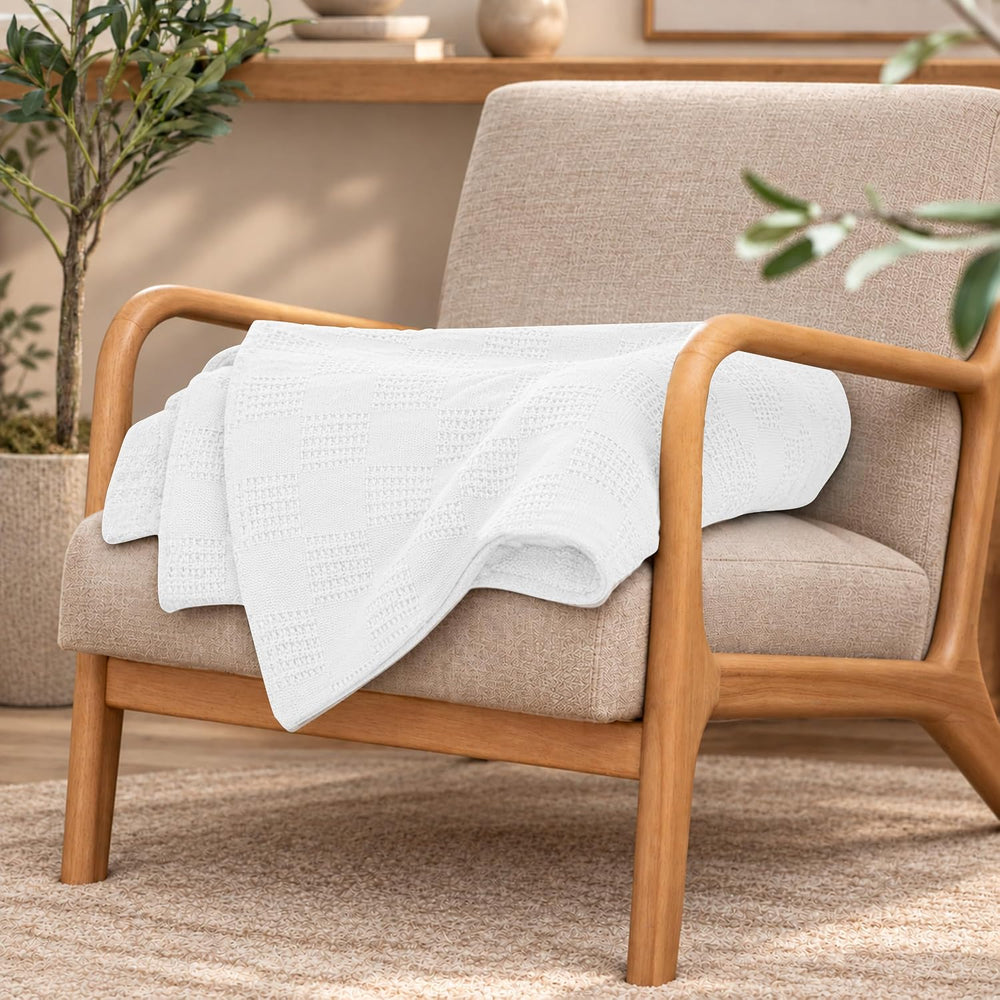 100% Cotton Blanket King Size Thermal Blanket (108"x90") - Lightwei...
