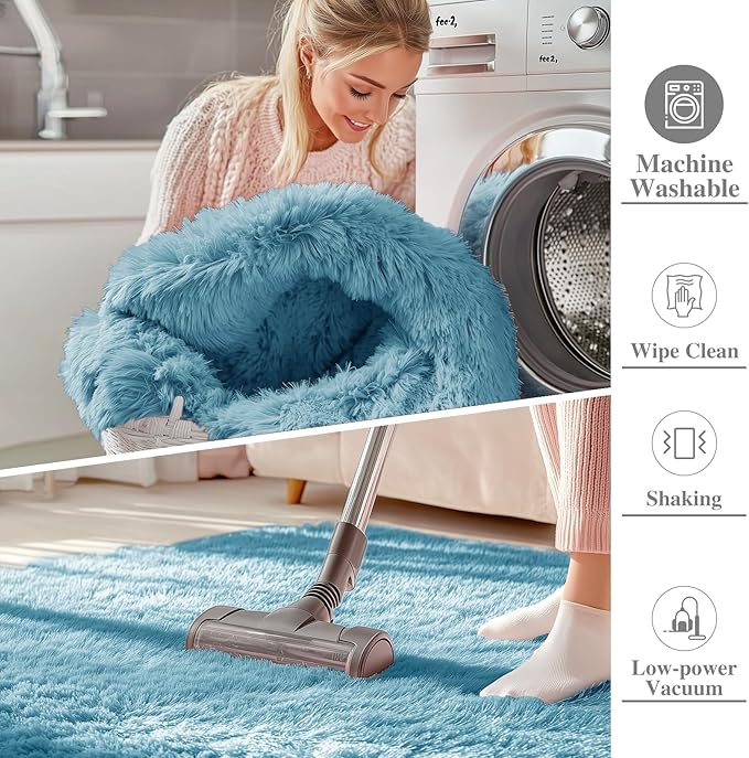 OLANLY 3x5 Machine Washable Small Bedside Rug, Soft Fluffy Shaggy Rugs - Image 2