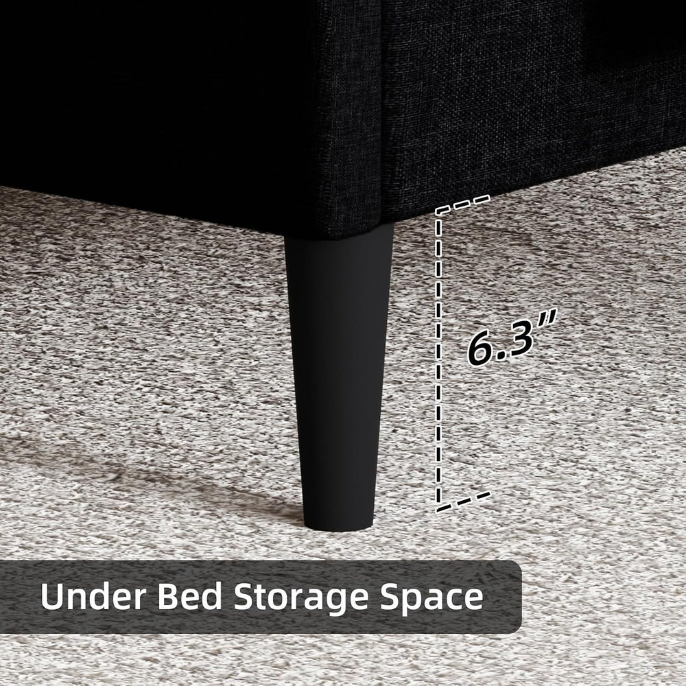 HOMBCK Full Size Bed Frame with Adjustable Headboard, Black