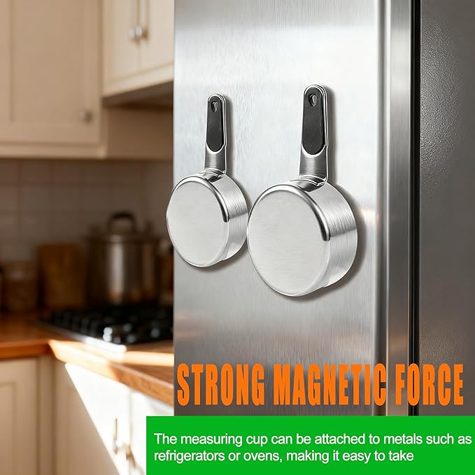 Magnetic Handles 7 Piece Stainless Steel Measuring Cups, Kitchen Gadgets - Image 7