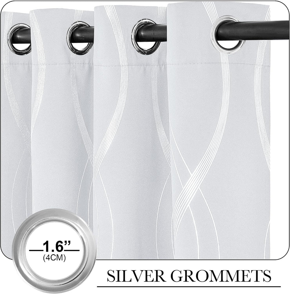 NICETOWN Greyish White Room Darkening Curtains for Living Room 84 inch Long