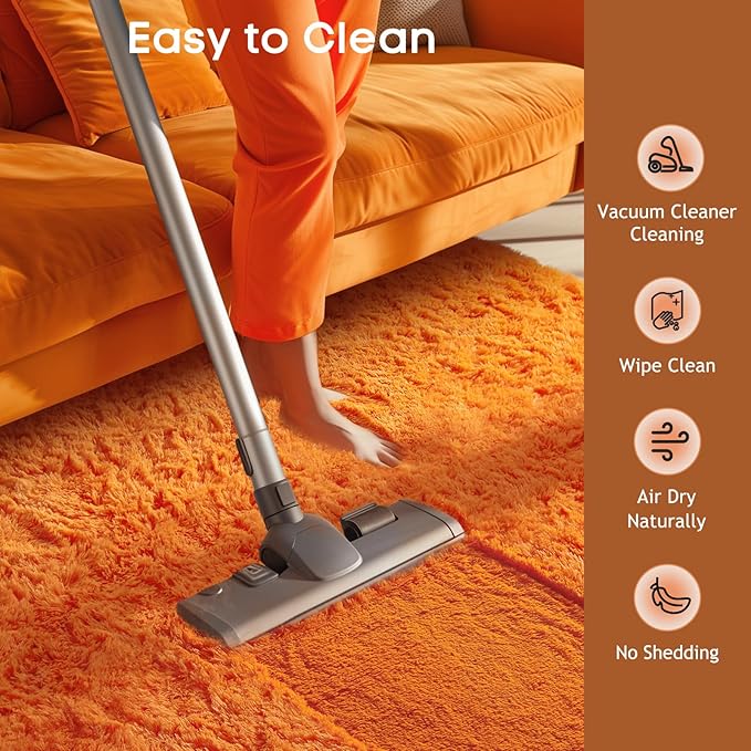 Ophanie Orange Rugs for Living Room Bedroom, 5x8 Fluffy Fuzzy Furry Carpet - Image 6