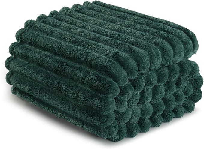 Exclusivo Mezcla Twin Size Flannel Fleece Blanket, Super Soft Striped Jacquard - Image 6