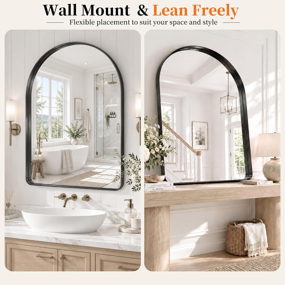 Arched Wall Mirror, 30"x40" Black Arched Mirror for Bathroom