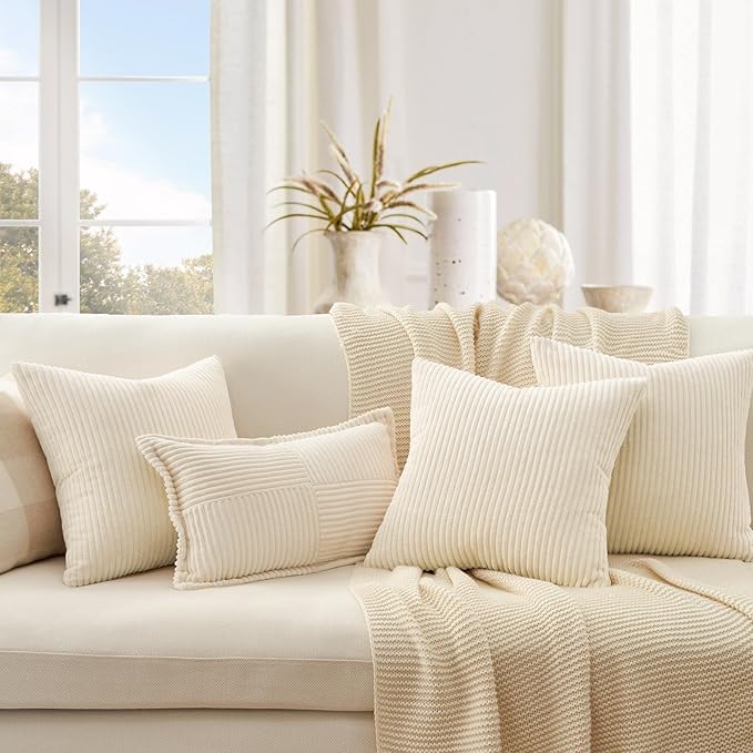 Topfinel Decorative Beige Throw Pillow Covers Cushion Cases, Natural Home Decor - Image 4