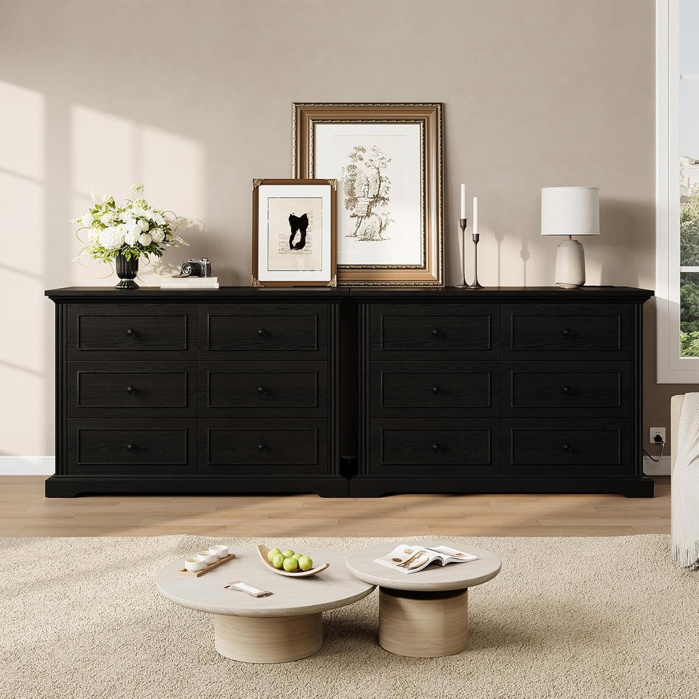 Farmhouse 6 Drawer Dresser for Bedroom, 47" Wide Wood Chest of Drawers w...