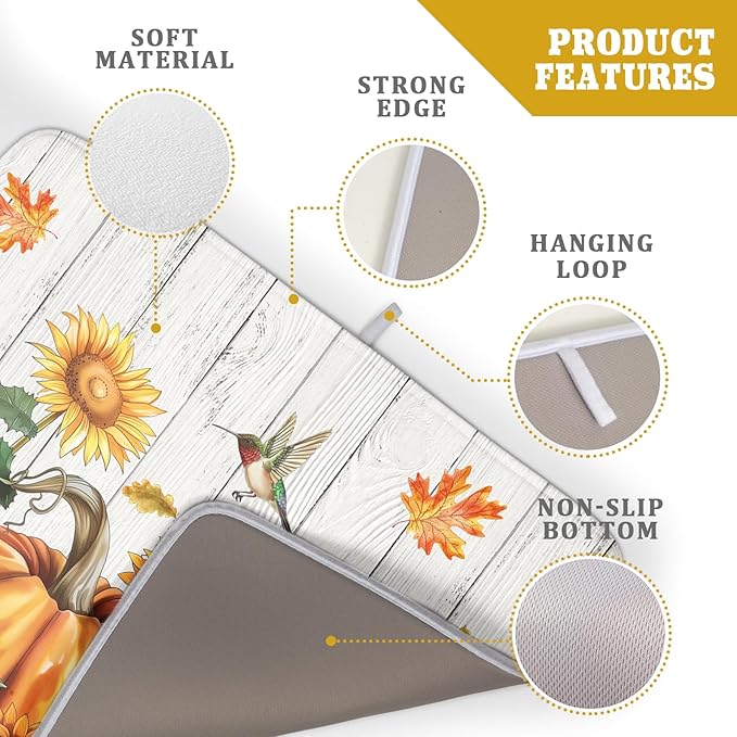 Fall Sunflower Maple Leaves Dish Drying Mat - Image 4