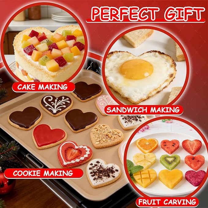 Love Heart Cookie Cutter Set Pack of 5 Valentines Day Heart Biscuit Cutter - Image 3