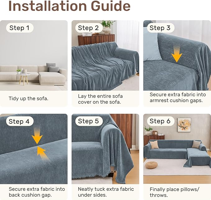Sectional Couch Covers, 2 Pieces Washable L Shaped Couch Covers Sofa Blanket - Image 7