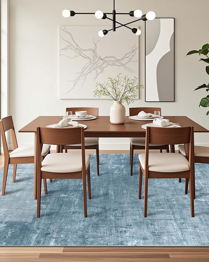 Latte&Fog 9x12 Area Rug for Living Room, Extra Large Blue Modern Abstract - Image 4