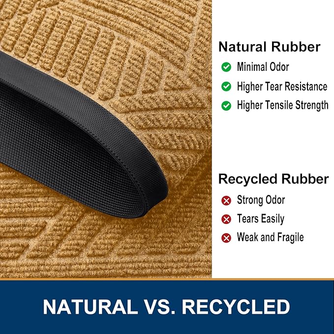 Smiry Front Door Mat Outside Entrance, Heavy Duty Sturdy Natural Rubber Doormat - Image 5