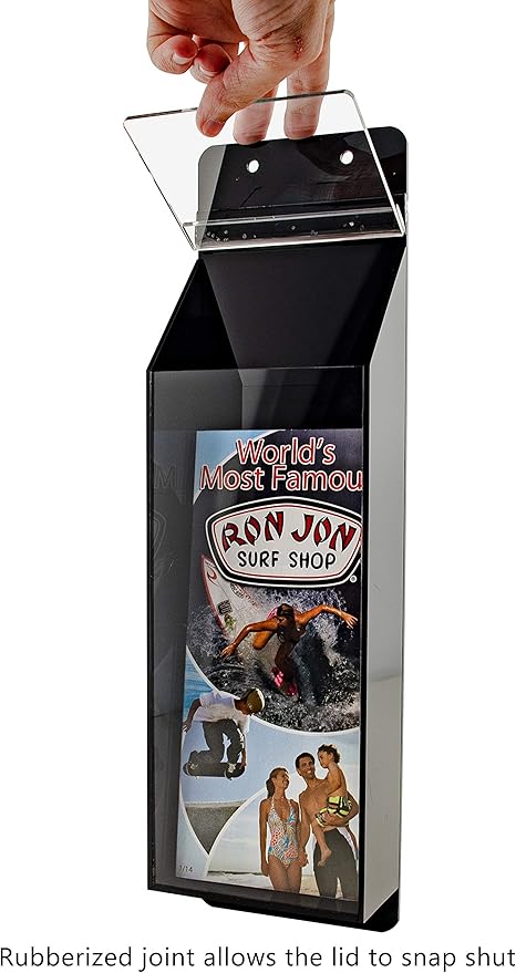 Outdoor Brochure Holder Holds 4" x 9" Rack Cards Black and Clear Acrylic Wall - Image 4