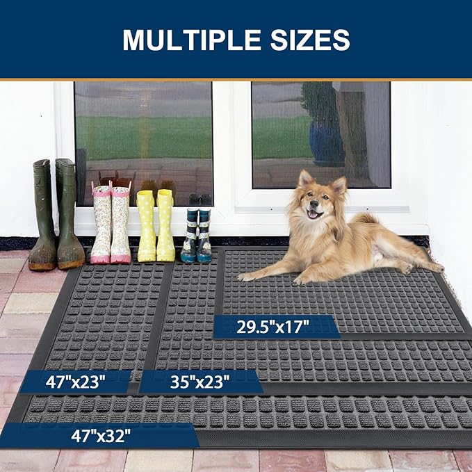 Smiry Front Door Mat Outside Entrance, Heavy Duty Natural Rubber Doormat - Image 6