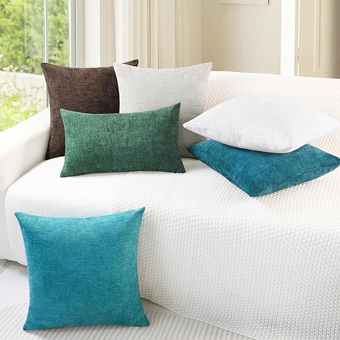 CaliTime Throw Pillow Covers Decorative 18 X 18 Inches Pack of 4 Cozy Chenille - Image 4