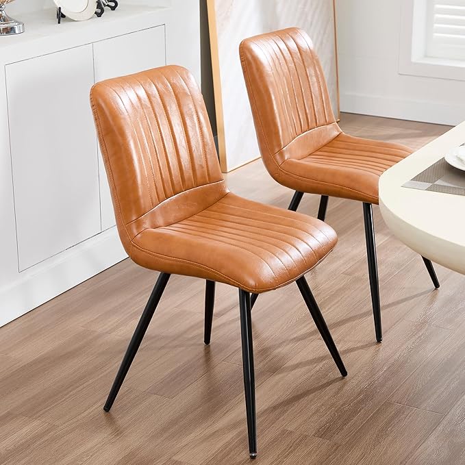 Dining Chairs Set of 8, Modern Dining Chairs with Thick Cushions, PU Leather ...