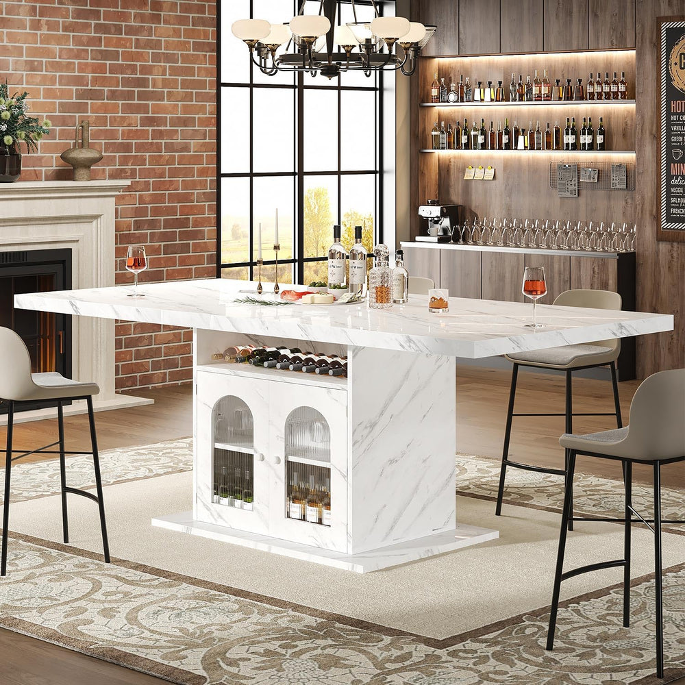 HSH Dining Table for 4–6, 63" Modern Kitchen Dining Room Table with Stor...