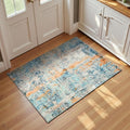 Entrance Rugs Indoor 2x3 Blue Entry Rug Washable Abstract Small Area Rug by OmpaaHomeDecor