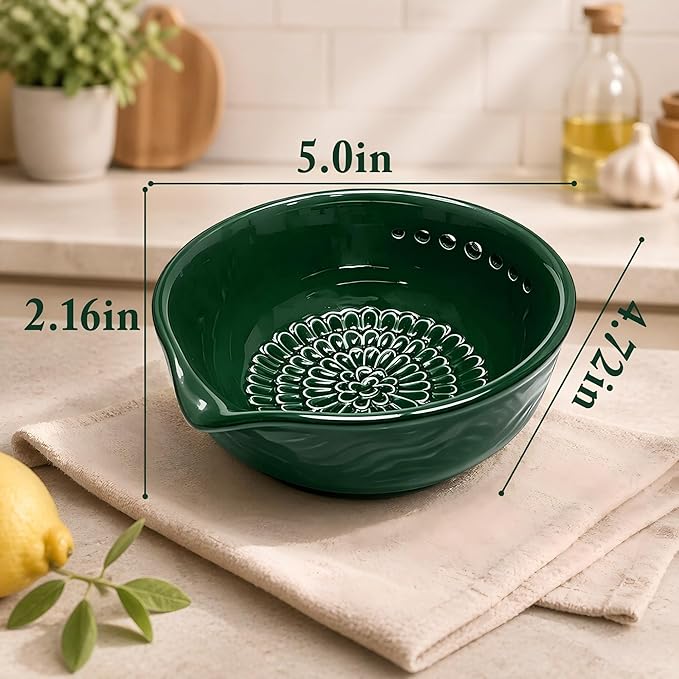 Ceramic Grater Bowl with Herb Stripper & Cleaning Brush, 3-in-1 Kitchen Tool - Image 7