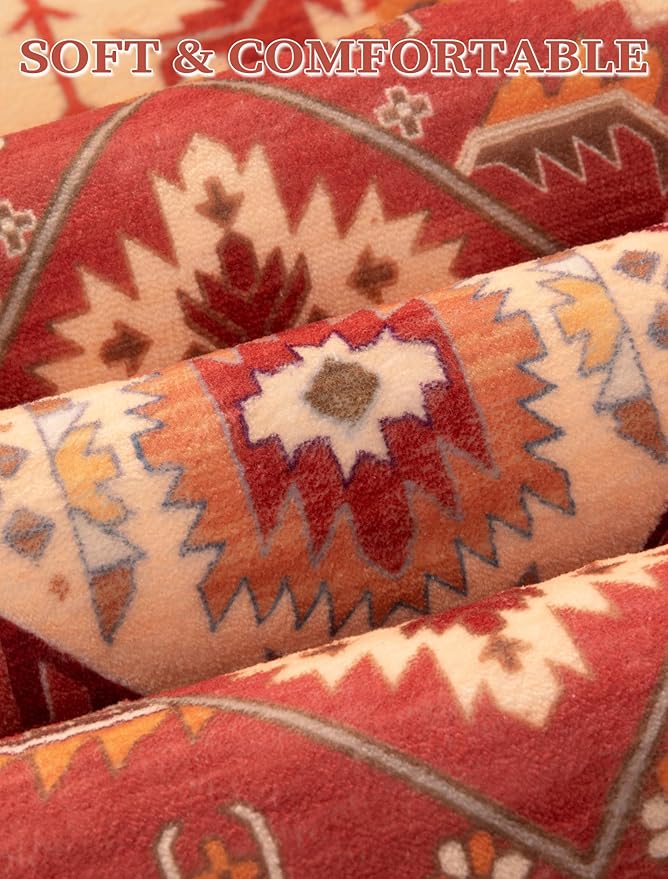 SERISSA Runner Rug for Hallways, Extra Long Boho Rug Ultra Soft Vintage Red - Image 5