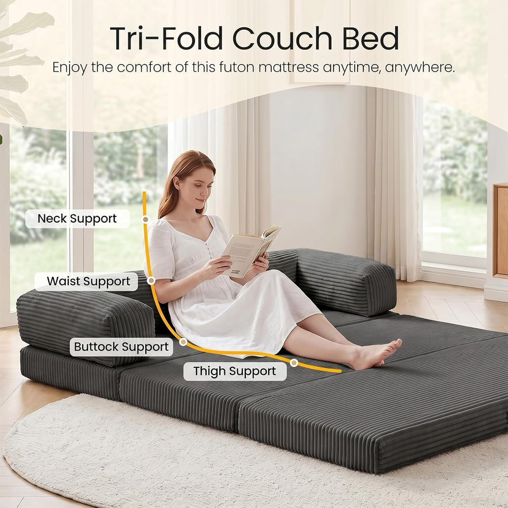 Erament Futon Sofa Bed Queen, Convertible Tri Folding Mattress Couch Bed Fold...