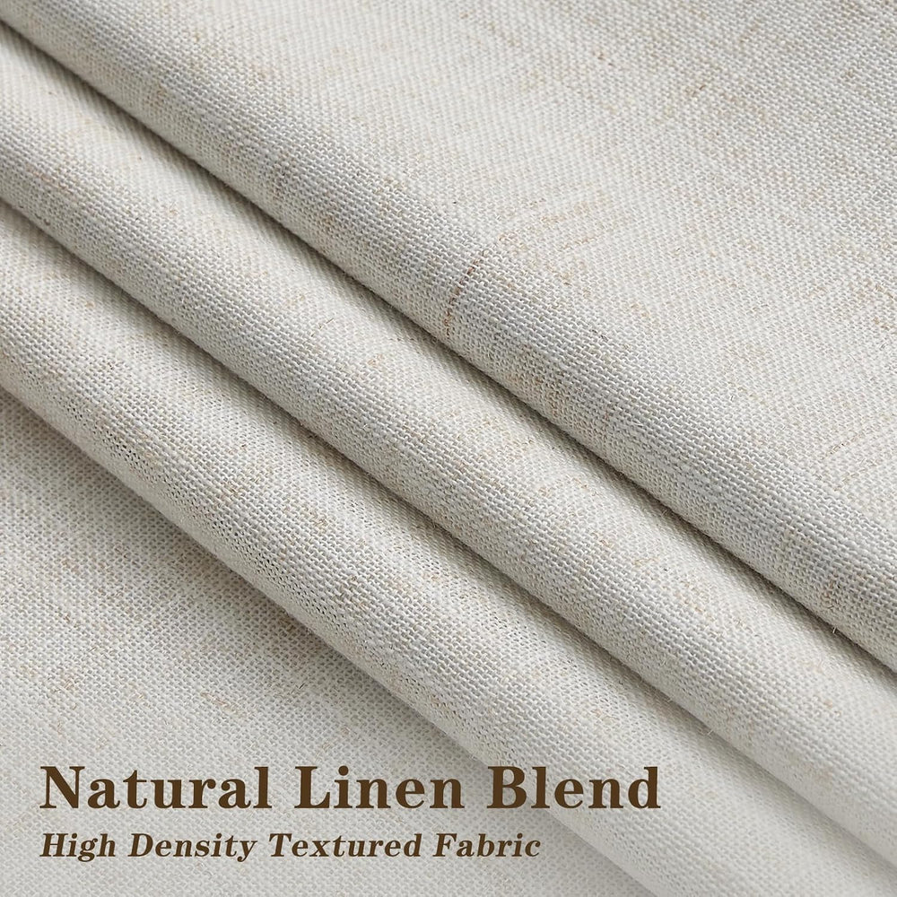 Natural Pinch Pleated 100% Blackout Linen Curtains 90 Inch Length