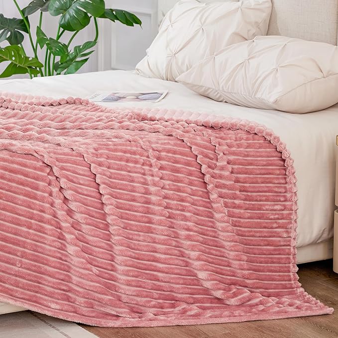 BEDELITE Fleece Blanket King Size – 3D Ribbed Jacquard Soft and Warm Decorative - Image 7