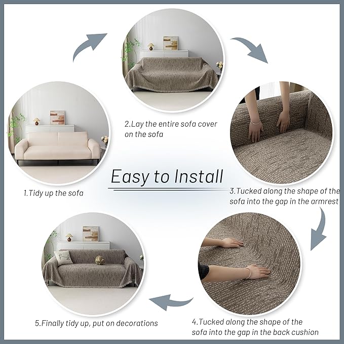 MYSKY HOME Couch Covers for 2 Cushion Couch Sectional Sofa, L Shape Sofa - Image 7