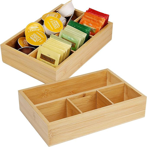 2 Pack Bamboo Tea Bag Organizers, Wood Tea Bag Storage by VOCMUGY