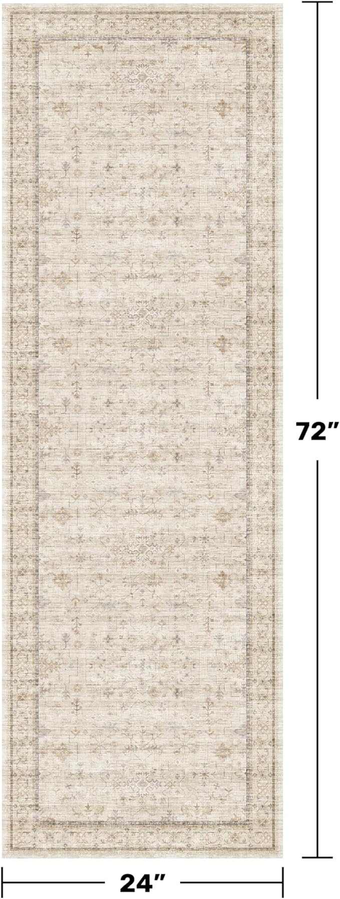 2x6 Long Beige Farmhouse Kitchen Runner Rug Washable Non Slip Carpet - Image 2