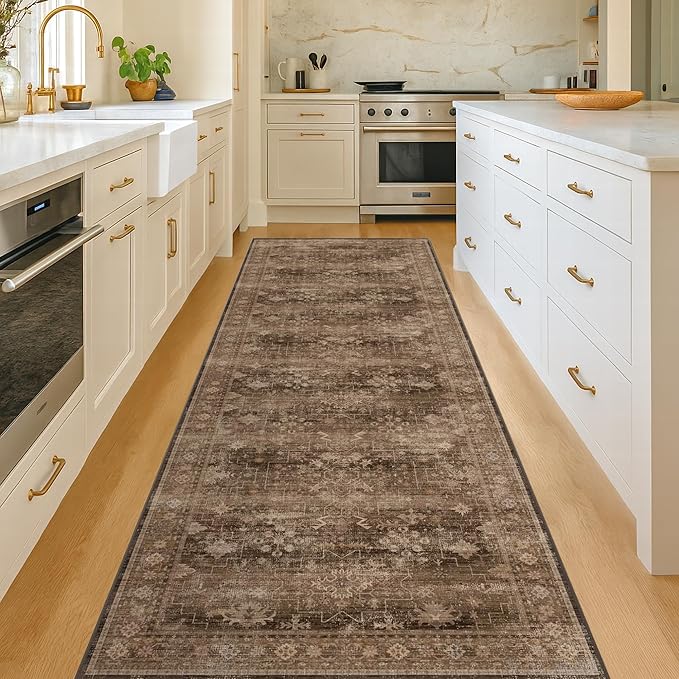 Hazo Haus Brown Neutral Boho Washable 3x12 Extra Long Hallway Runner Rug - Image 6