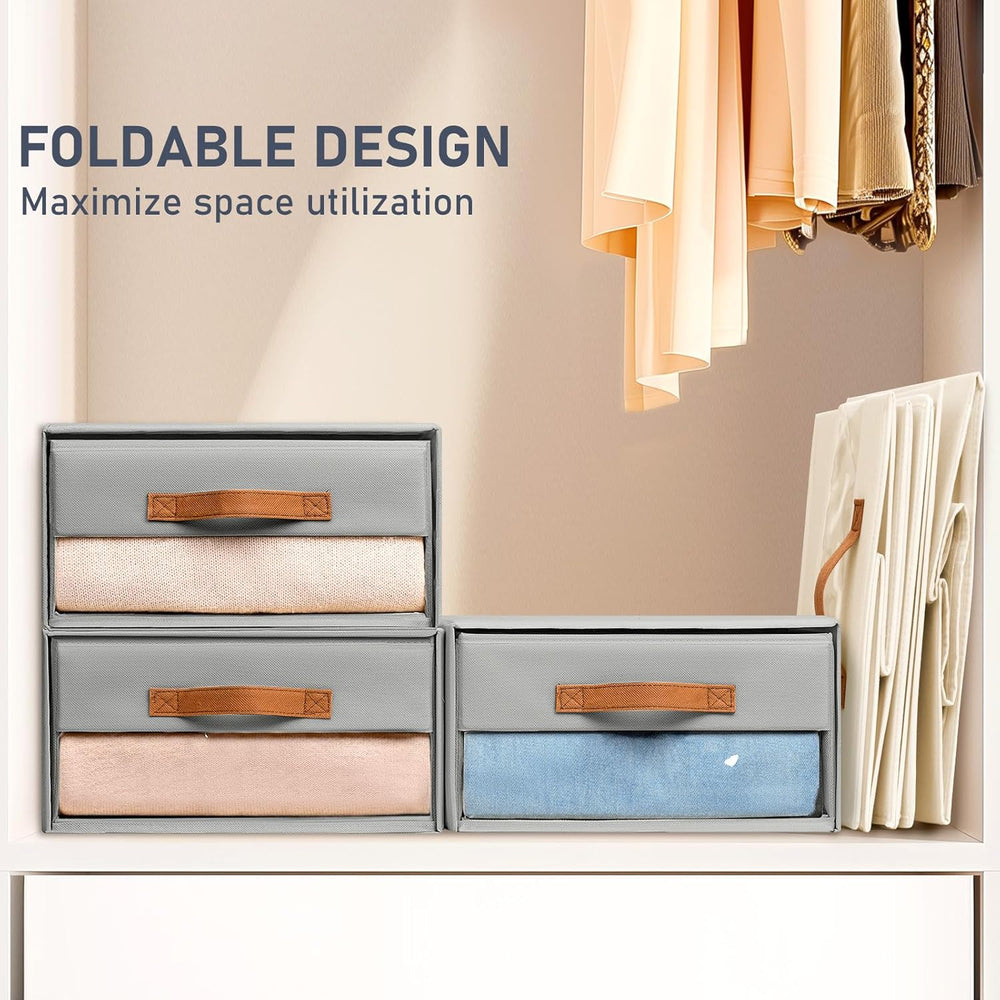 DIMJ Closet Organizers and Storage - Fabric Bins with Drawers for Closet Fold...