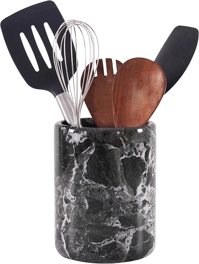 Radicaln Marble Utensil Holder 6.5" Inches Black Handmade Spatula Set by RADICALn