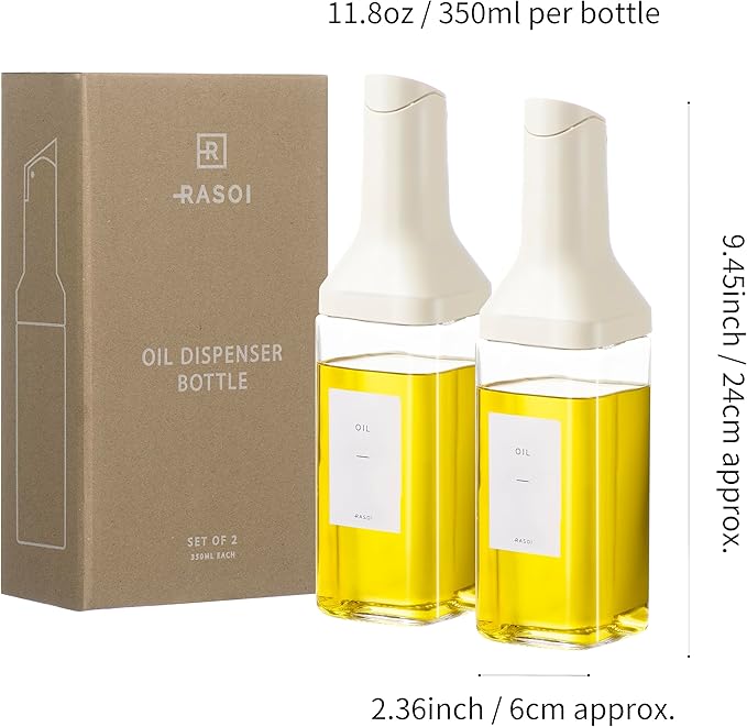Oil Dispenser Bottle – Set of 2 12oz/350ml Oil and Vinegar Dispenser - Image 2