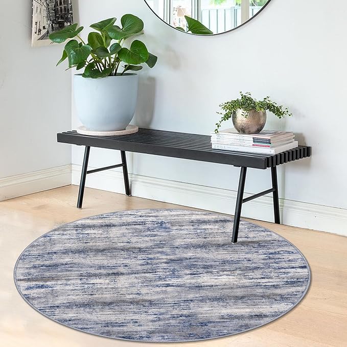 KOZYFLY Modern Abstract Circle Rug 3Ft, Washable Kitchen Round Rug Non-Slip by KOZYFLY