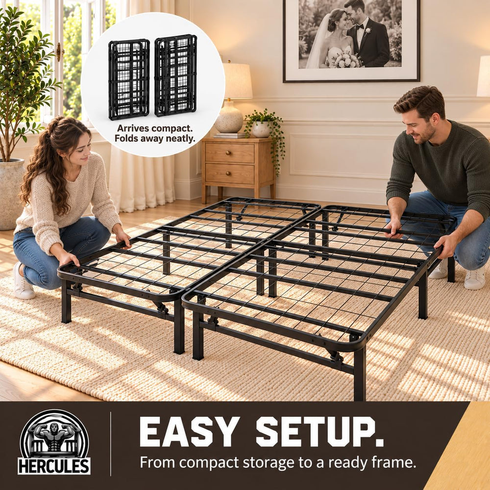 Hercules 14-Inch Heavy-Duty Metal Platform Bed Frame, Queen, Black