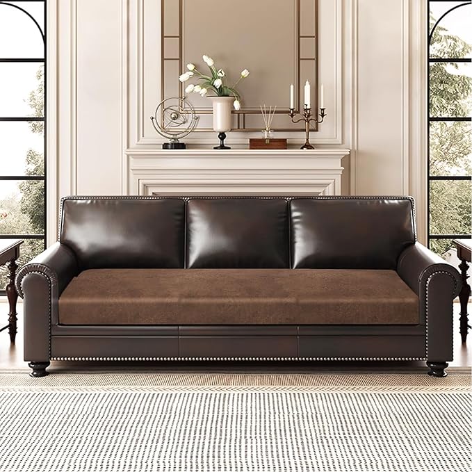 Leather Look Couch Cushion Covers Sofa Seat Slipcovers Sets Couches Furniture - Image 8