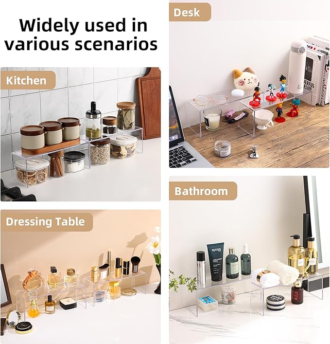 Aminigram 8 Packs Cabinet Organizer Shelf, Acrylic kitchen Cabinet Shelves - Image 5