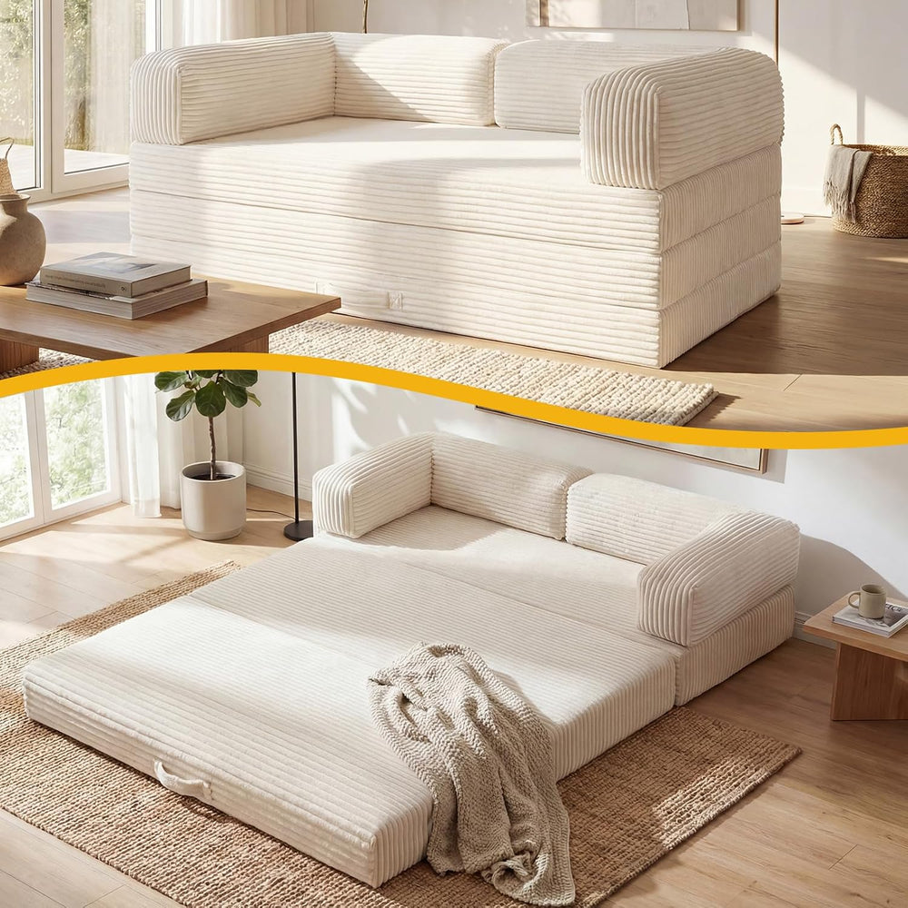 Erament Futon Sofa Bed Queen, Convertible Tri Folding Mattress Foldable with ...