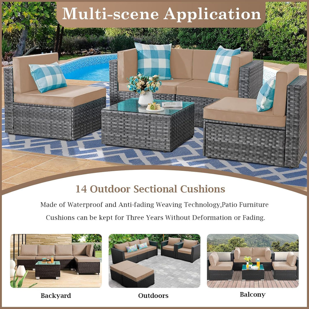 Outdoor Sectional Cushions 4" Foam High-Density, Beige