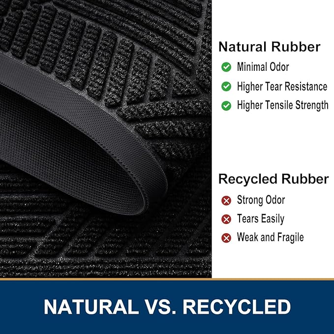 Smiry Front Door Mat Outside Entrance, Heavy Duty Sturdy Natural Rubber Doormat - Image 5