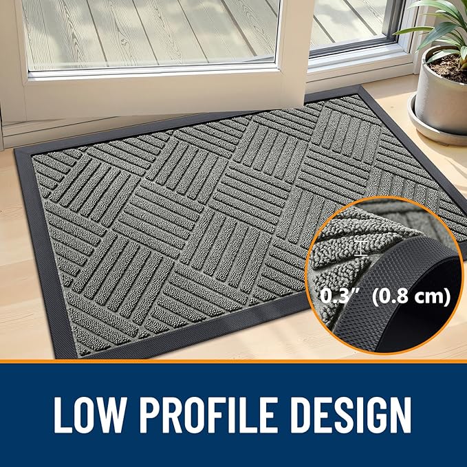 OLANLY Front Door Mat Outside Entrance 33x21, Heavy Duty Sturdy Natural Rubber - Image 4